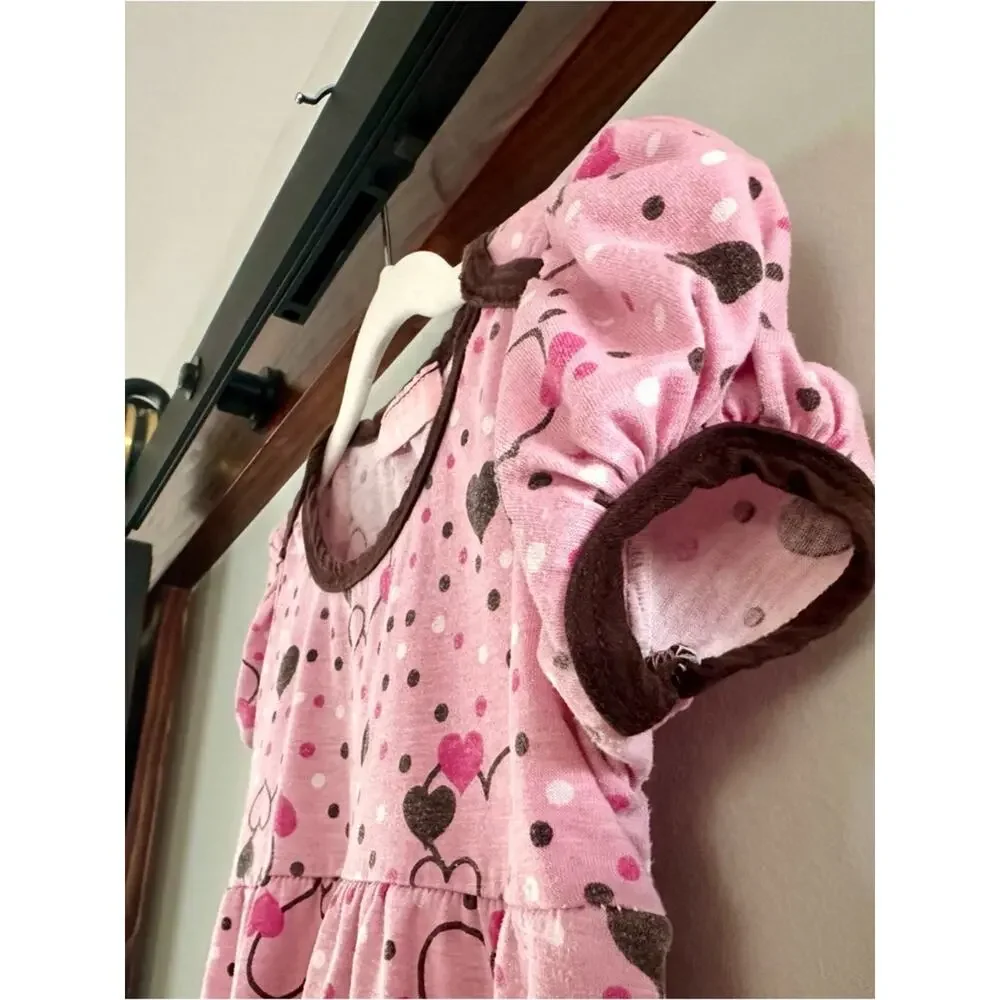 Vintage Kids Headquarters Toddler Girls Pink Heart Dress Size 6X Short Sleeve